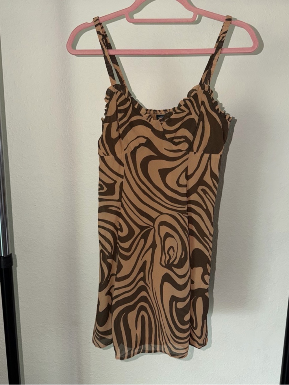 Wild Fable Tan and Brown Zebra-Print Slip Dress